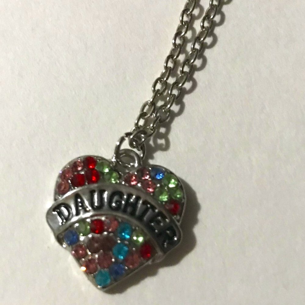 Multi-Colored Daughter Pendant Heart Necklace